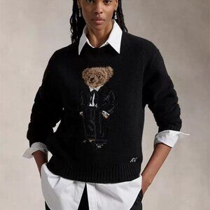 Polo Ralph Lauren Bear Cub Series Black Women's Wool Sweater